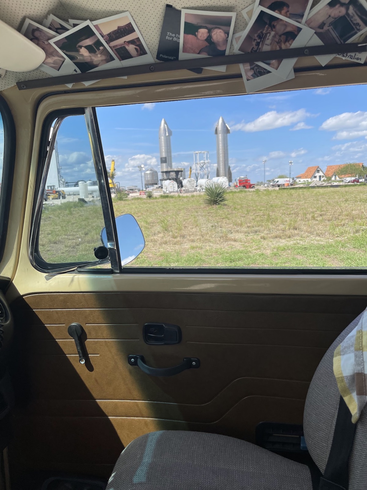 Looking from inside the Bus toward the launch site